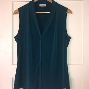 Calvin Klein Dark Teal Sleeveless Blouse - Large